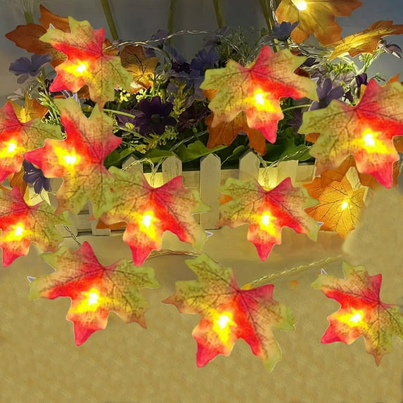 Fasiaou 2 Packs Maple Leaf LED String Lights USB Powered Thanksgiving Harvest Festival Decor for Home Party Wall Fireplace Outdoor Holiday Ambience Lighting