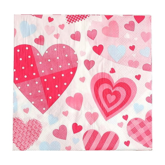 Fasiaou 20PCS Valentine’s Day Heart Paper Napkins Red Pink Disposable Lunch Napkins Romantic Guest Towels Guest Napkins for Home Dinner Kitchen Valentine Anniversary Party Supplies Decorations,A