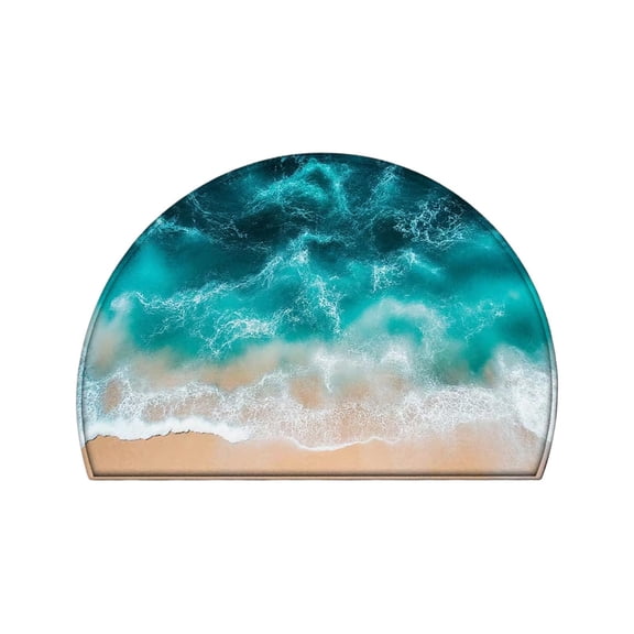 Fasiaou 24x16 In Half Round Doormat Non-Slip Washable Semi Circle Rug Soft Absorbent Half Moon Mat for Indoor Outdoor Entrance Kitchen Bathroom Sink Patio Welcome Fireplace Floor Rug,A