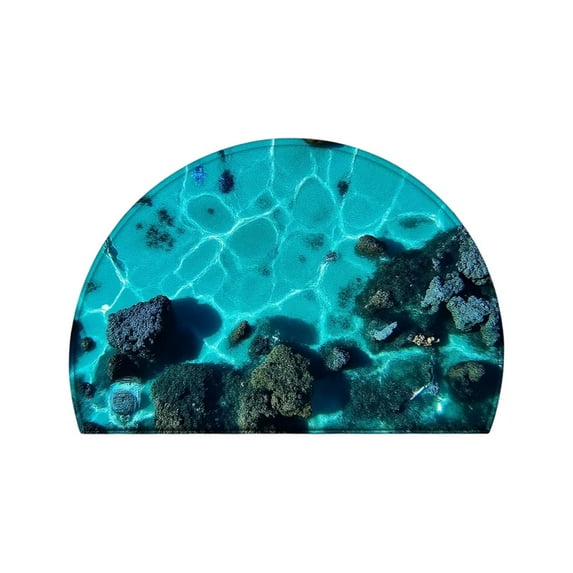 Fasiaou 24x16 In Half Round Doormat Non-Slip Washable Semi Circle Rug Soft Absorbent Half Moon Mat for Indoor Outdoor Entrance Kitchen Bathroom Sink Patio Welcome Fireplace Floor Rug,C