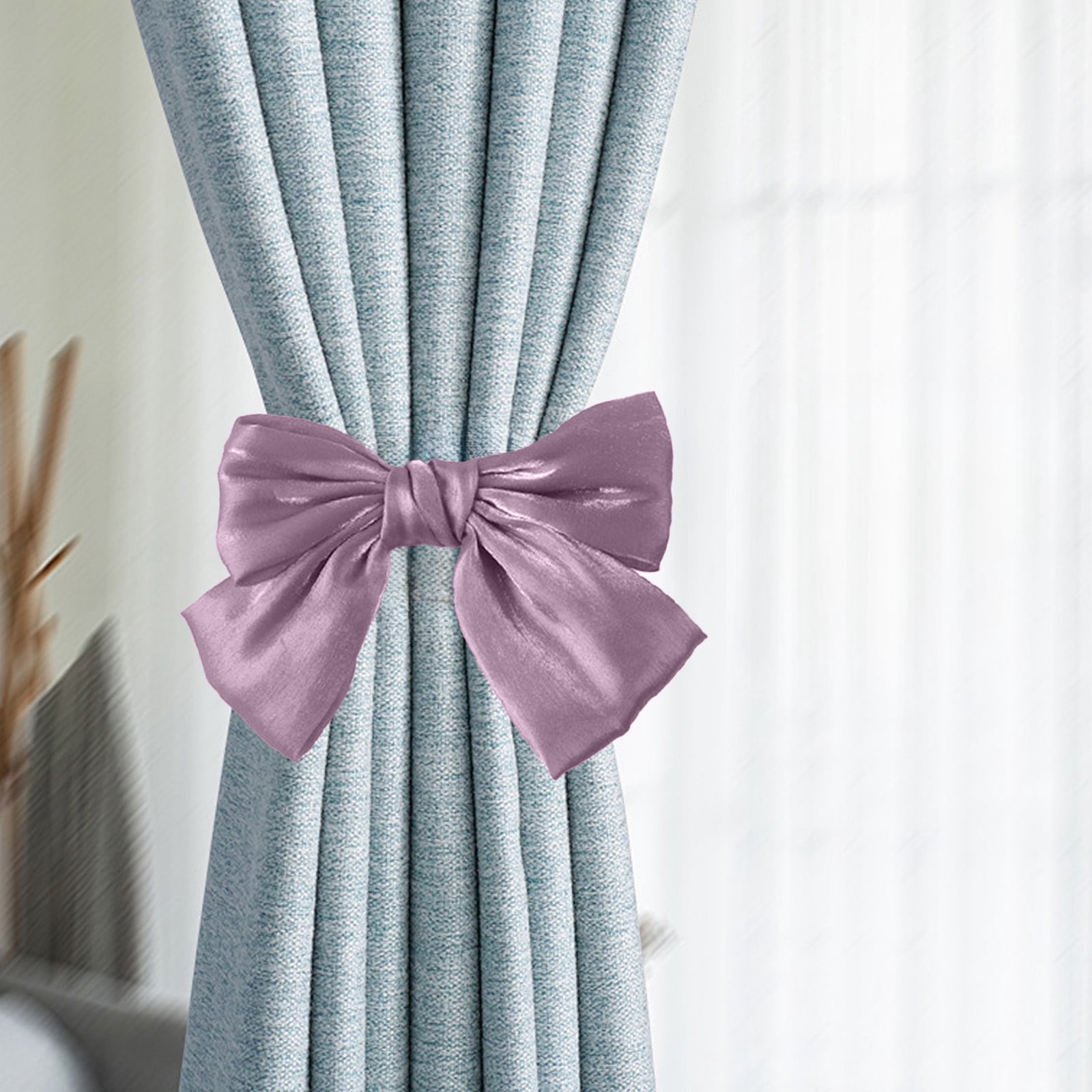 Fasiaou 3 Packs Elegant Bow Curtain Tiebacks Clip, No Drill Cloth