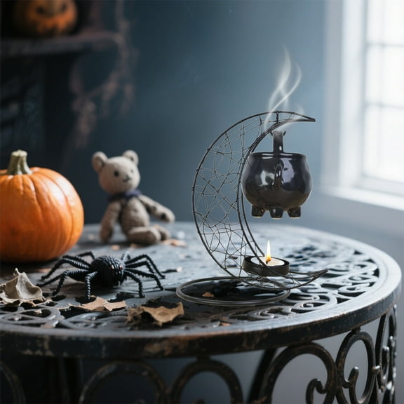 Fasiaou 3 Packs Witch Moon Shape Hanging Aromatherapy Burners Wax Warmer Aroma Diffuser Candlestick Openwork Candlestick Crafts Decorative Item for Fragrance Wax Melts Halloween Party Home Decor