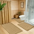 thumbnail image 1 of Fasiaou 3 Piece Coral Fleece Bath Mat Set with Non-Slip Rubber Backing, Includes 20x16 24x16 20x32 Inch Absorbent Bathroom Rugs, Machine Washable Quick Dry,Khaki, 1 of 8