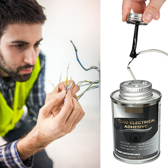 Fasiaou 4.2 OZ (125ML) Black Liquid Electrical Tape, Liquid Adhesive Tape, Electrical Tape Glue, Waterproof, Fast Drying, High Temperature Resistant (Black)