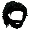 thumbnail image 1 of Fasiaou 4 Counts Cave Dwellers Wig Hat Handmade Knitted Beanie for Men Warm Winter Hat with Beard Funny Costume Accessory for Adults Gifts, 1 of 4