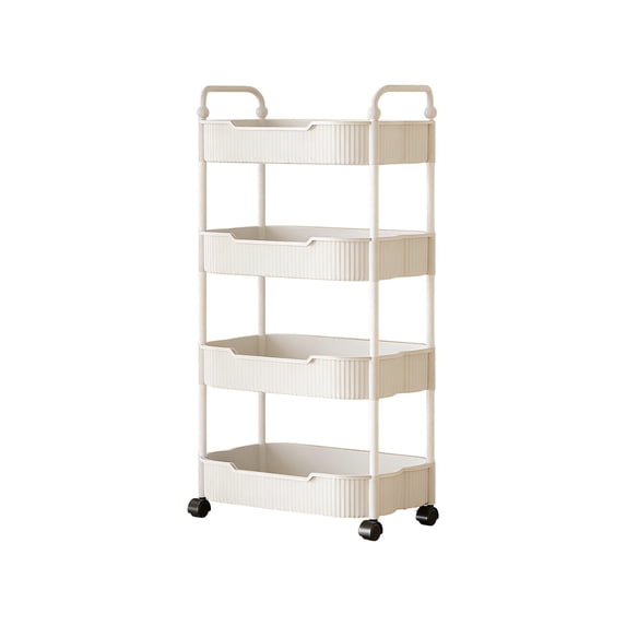 Fasiaou 4-Tier Rolling Cart with Wheels,Multifunction Utility Storage Carts, Kitchen Storage Organizer,Mobile Shelving Unit for Bathroom,Laundry,White