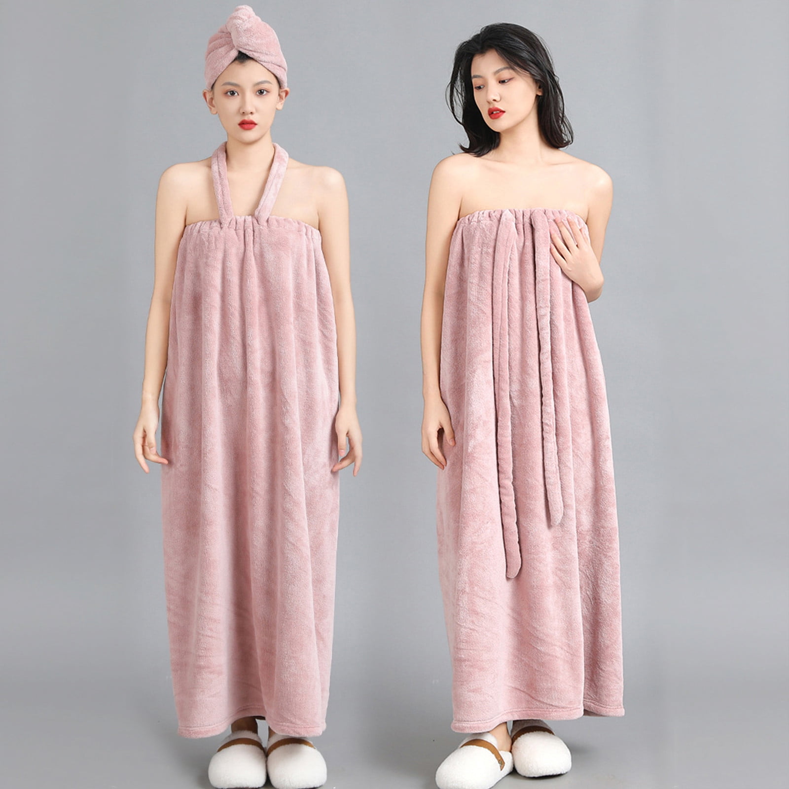 Fasiaou 4PCS Women's Spa Towel Wrap, Lightweight Quick-Dry Bathrobe ...