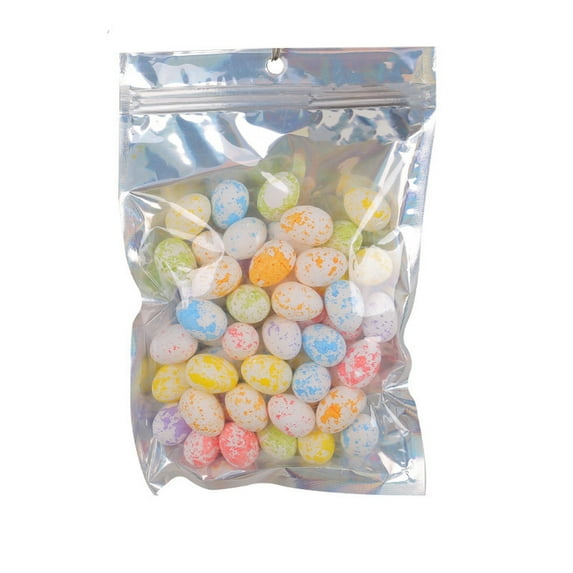 Fasiaou 50 Pcs Mini Easter Eggs Shiny Foam Decorative Eggs Bulk for Craft DIY Easter Party Favors Supplies Basket Stuffers Assorted Color 0.6 x 0.7 Inch