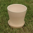 thumbnail image 1 of Fasiaou 6 Inch Flower Pots Planters for Outdoor Indoor, 1 Pack Plastic Plant Pots with Drainage Hole & Tray, Modern Decorative Garden Pot with Saucer, planters for House (Beige), 1 of 4