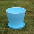 thumbnail image 1 of Fasiaou 6 Inch Flower Pots Planters for Outdoor Indoor, 1 Pack Plastic Plant Pots with Drainage Hole & Tray, Modern Decorative Garden Pot with Saucer, planters for House (Blue), 1 of 8