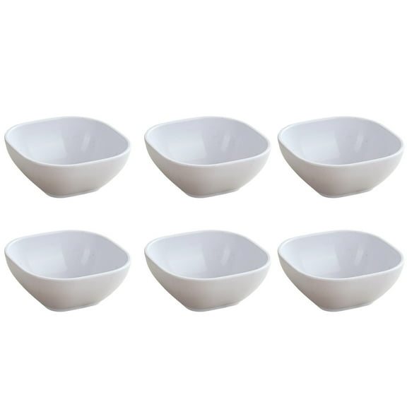 Fasiaou 6Pcs Square Wheat Straw Plates Deep Dinner Dishes 4 Inches Unbreakable Tableware for Noodle Rice Fruit Cereal Dessert Salad, Dishwasher Microwave Safe Dinnerware(White)