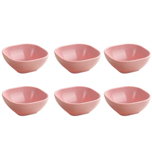 Fasiaou 6Pcs Square Wheat Straw Plates Deep Dinner Dishes 4 Inches Unbreakable Tableware for Noodle Rice Fruit Cereal Dessert Salad, Dishwasher Microwave Safe Dinnerware(Pink)