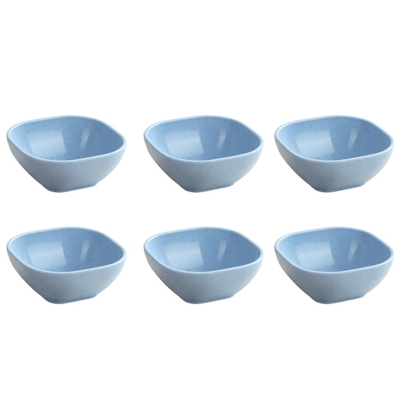 Fasiaou 6Pcs Square Wheat Straw Plates Deep Dinner Dishes 4 Inches Unbreakable Tableware for Noodle Rice Fruit Cereal Dessert Salad, Dishwasher Microwave Safe Dinnerware(Blue)