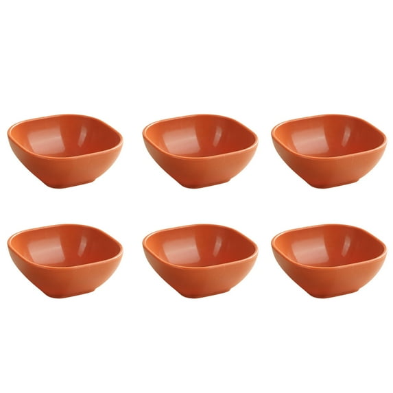 Fasiaou 6Pcs Square Wheat Straw Plates Deep Dinner Dishes 4 Inches Unbreakable Tableware for Noodle Rice Fruit Cereal Dessert Salad, Dishwasher Microwave Safe Dinnerware(Orange)