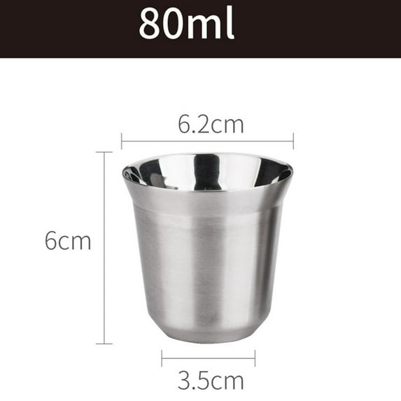 Fasiaou 80mL (2.5 Ounce) Stainless Steel Espresso Cups - 1 Pack Double Wall Insulated Cups Demitasse Cups Coffee Cup For Drinking, Drinking Coffee, Drinking Beverages