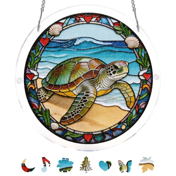 Fasiaou 83 Pieces Jigsaw Puzzle Stained Glass Acrylic Suncatcher Window Hanging Decor Songbird Design Double Sided Light Projection for Home Office Wall Window Unique Craft Gift for Mom Women