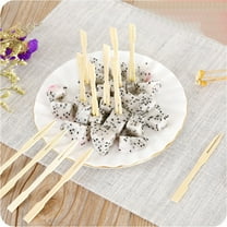Fasiaou 9 cm Bamboo Skewers 80 PCS Food Appetizer Toothpicks Wide Flat Paddle Bamboo Wood Picks for Cocktail, Marshmallow, Fruit, Grilling, Drink, BBQ, Barbecue, Yakitori Chicken, Fondue, Roasting