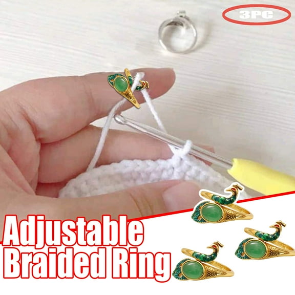 Fasiaou Adjustable Knitting Crochet Loop Ring Crochet Ring for Finger Yarn Tension Rings Easy Crocheting Hand Knitting Supplies for Crochet Work for Women