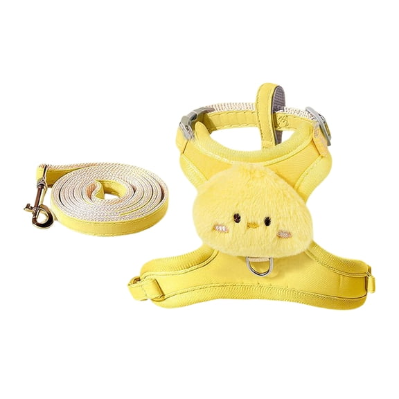 Fasiaou Adjustable Pet Leash and Vest Harness Set with Cute Flower Embellishments, Breathable Mesh for Cats and Dogs Outdoor Travel,Yellow