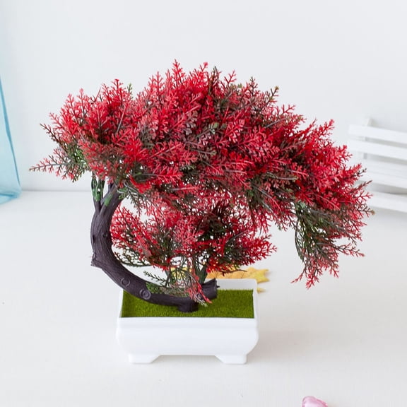 Fasiaou Artificial Bonsai Tree Miniature Artificial Plants Potted Tree Artificial House Plants Juniper Bonsai Fake Plant Greenery for Home Office Decor Desktop Display,G