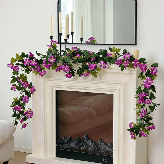 Fasiaou Artificial Flower Vines with 33 Roses Wall Hanging Artificial Flower Decoration,Purple