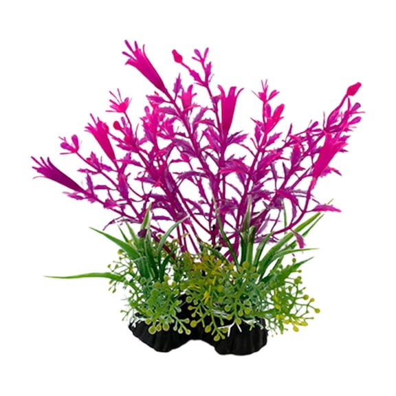 Fasiaou Artificial Plastic Aquarium Plants, 6x3in Lifelike Fake Seaweed and Underwater Plants for Fish Tank Decoration, with Weighted Base,D
