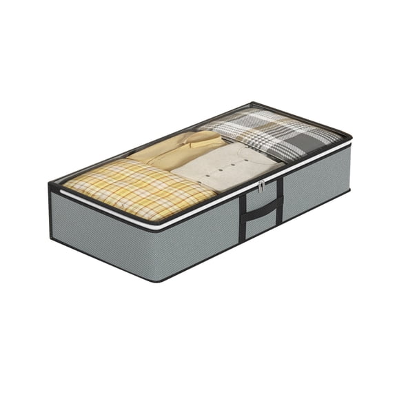 Fasiaou Under Bed Storage Containers, Stackable Closet Organizers and Storage Bins with Sturdy Support, Foldable Underbed Clothes Storage Box for Blanket, Comforter, Sweater, Pillows, Shoes,B