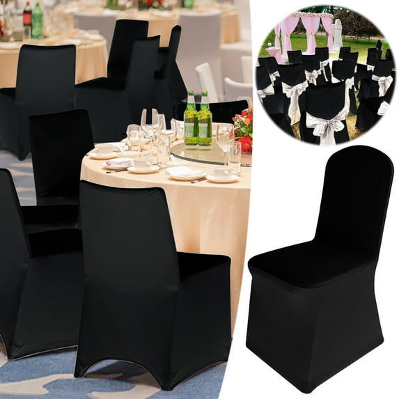 Fasiaou Black Stretch Spandex Chair Covers - 1 PCS Banquet Events Party Universal Dining Decoration Scuba Elastic Chair Covers Premium (Black, 1)