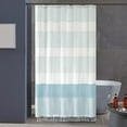 thumbnail image 1 of Fasiaou Blue Shower Curtains for Bathroom, Boho Shower Curtain Stripe, Farmhouse Shower Curtain Tan with Hooks, Neutral Shower Curtain Faux Linen, Water Repellent, 72x72 Inche, 1 of 6