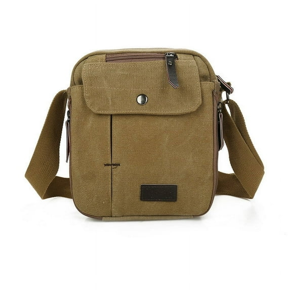 Fasiaou Canvas Small Messenger Bag for Men Women, Mini Crossbody Bag Shoulder Bag Chest Bag Travel Bag Multi-pocket Purse