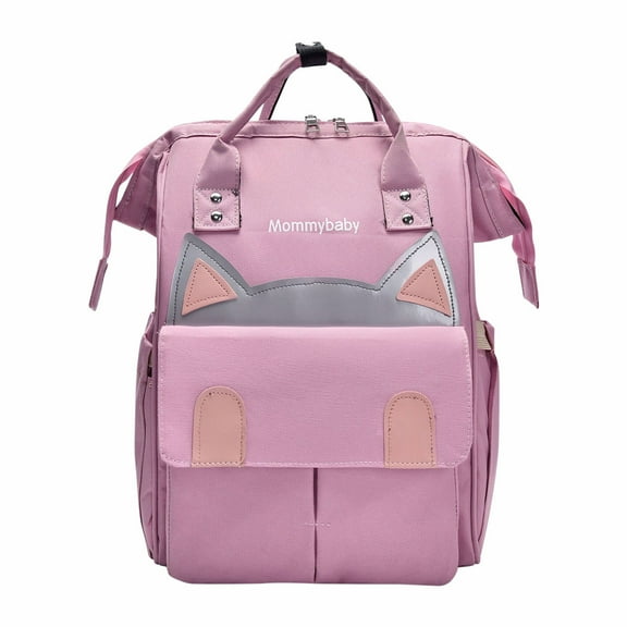 Fasiaou Cat-patterned Diaper Bag Backpack, Large Capacity Waterproof Travel Backpack Nappy Bags, Multifunctional and Stylish Baby Bag for Mom and Dad
