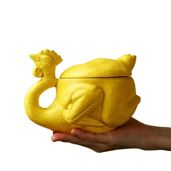 Fasiaou Ceramic Animal Shape Bowl, 1 Pcs Ceramic Bowl with Yellow Roast Chicken Shaped, Reusable Creative Salad Bowl for Home Kitchen Restaurant (Yellow Roast Chicken)