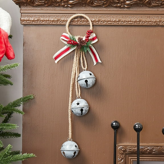 Fasiaou Christmas Decoration Jingle Bells Door Hanger Ornaments Xmas Tree Decoration Hanging Sleigh Bells Decor for Party Supplies