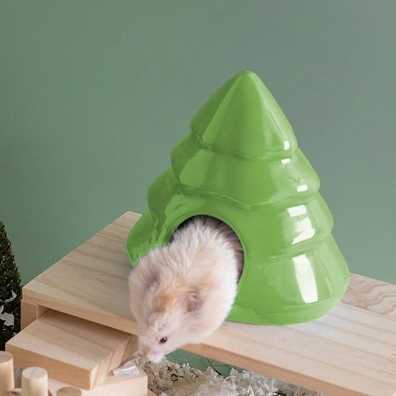 Fasiaou Christmas Reindeer Hamster Bed Cozy Warm Hideout for Small Animals Guinea Pigs Rabbits Hedgehogs Safe Soft Enclosed Sleeping Nest Pet House Cage Accessories