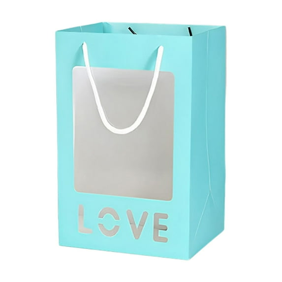 Fasiaou Clear Gift Bags with Transparent Window Gift Boxes Candy Boxes Tote Paper Bags Flower Boxes Bouquet Bags for Bridal Shower Present Festivals Party,Light Blue#1