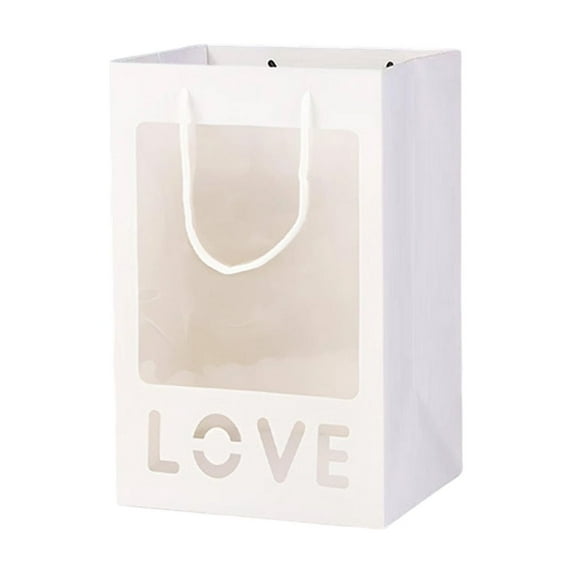 Fasiaou Clear Gift Bags with Transparent Window Gift Boxes Candy Boxes Tote Paper Bags Flower Boxes Bouquet Bags for Bridal Shower Present Festivals Party,White#1