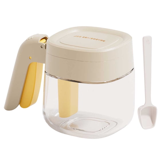 Fasiaou Clear Seasoning Box Acrylic Seasoning Storage Clear Spice Organizer Salt And Sugar Container Condiment Holder Container Spices, Large Capacity Single,with 1 pcs Spoons.