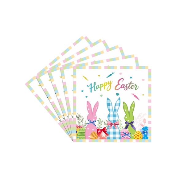 Fasiaou Colored Easter Bunny Themed Dinnerware Set with Egg Motifs Disposable Tableware for Holiday Decoration and Parties,C
