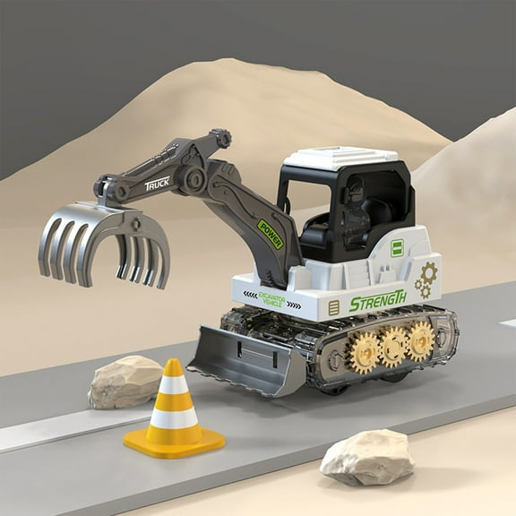 Fasiaou Construction Toys, Tough Machines Toy Excavator, 4.7" Realistic Excavator, Pressing Action, Movable Parts & Sturdy Plastic Construction. Birthday Gifts for Children, Christmas Gifts