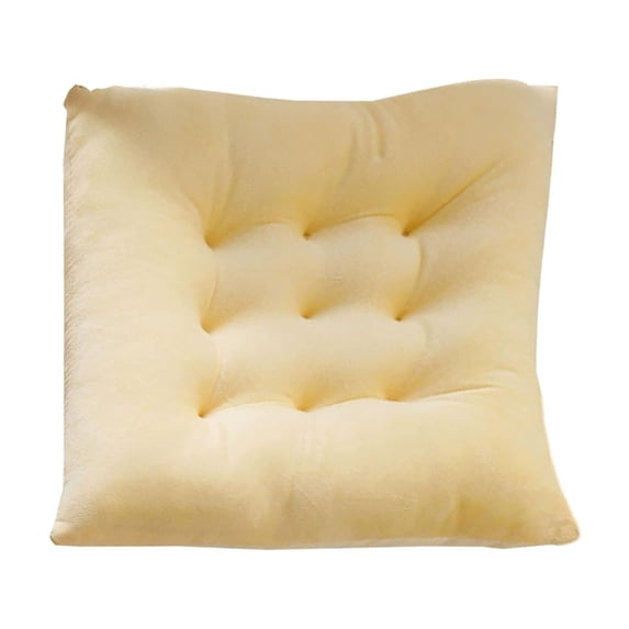 Fasiaou Corduroy Chair Cushion with Ties Ultra Soft Warm Floor Cushion for Kids Reading Nook Comfortable Square Seat Cushion for Adult,Yellow