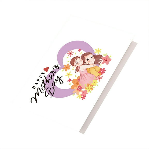 Fasiaou Decorably 1 Pack Foiled 5x7in Mothers Day Cards Pack with Envelopes and Stickers, 4 Floral Designs Happy Mother's Day Cards with Printed Message Inside