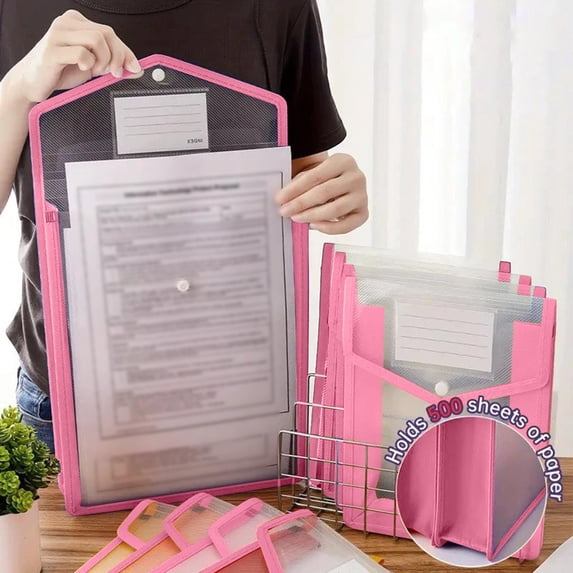 Fasiaou Document Organizer Pouch Waterproof Large Capacity A4 File Folder for Office Supplies Storage and Organization with Snap Closure