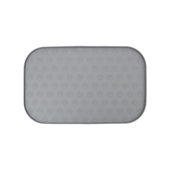 Fasiaou Dog Food Mat, Waterproof Pet Feeding Mat with Diversion Grooves and Raised Edges, Large Non-Slip Dog Bowl Mat for Food and Water, Cat Food Mat for Floors, Easy to Clean,Gray