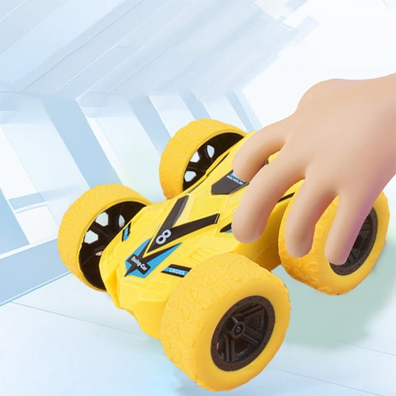 Fasiaou Double Sided Stunt Flip Car, Friction Powered 4WD Inertia Toy, Crash Resistant Reversible Racing Vehicle, Push & Go Action Play