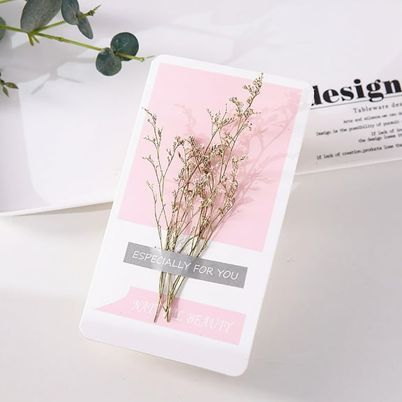 Fasiaou Dried Flowers Greeting Card with Envelopes, Brown Retro Kraft Holiday Gift Card, DIY Invitation Wish Card Note Card Thank You Card for Birthday Christmas