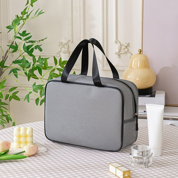 Fasiaou EVA Mesh Water Resistant Toiletry Bag Portable Travel Organizer with Zippered Compartment for Makeup Storage and Gym Essentials