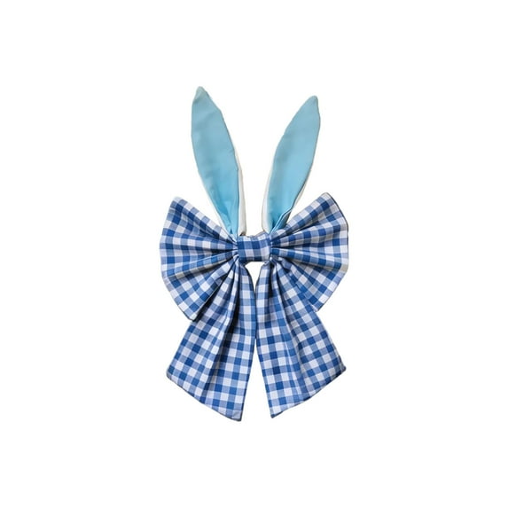 Fasiaou Easter Bows for Wreaths Decorations,Easter Tree Topper Bow,Decorative Bow with Bunny Ears Pink Burlap for Spring Home Front Door Outdoor,Blue