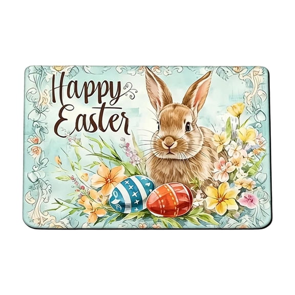 Fasiaou Easter Day Carpet Entrance Door Mat 15.7x23.6 Inch, Absorbent Non-Slip Foot Mat for Household, Bathroom & Dirt Proof Floor,E