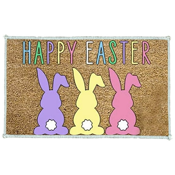 Fasiaou Easter Day Door Mat Bunny Egg Pattern Welcome Doormats Nonslip Indoor Outdoor Entrance Rug Doormat for Easter Home Decoration, Spring for Porches Balconies,D