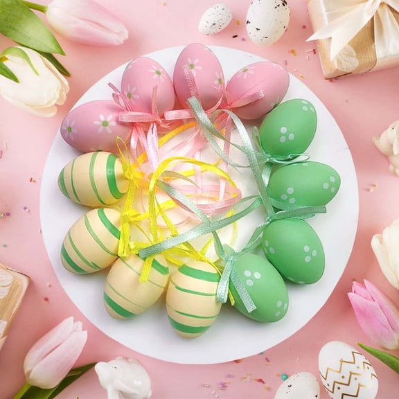 Fasiaou Easter Speckled Eggs Decorations, 12PCS Colorful Plastic Eggs for Easter Tree Party Basket Fillers, Spring Table Setting, DIY Craft Supplies, Easter Egg Hunt Decor